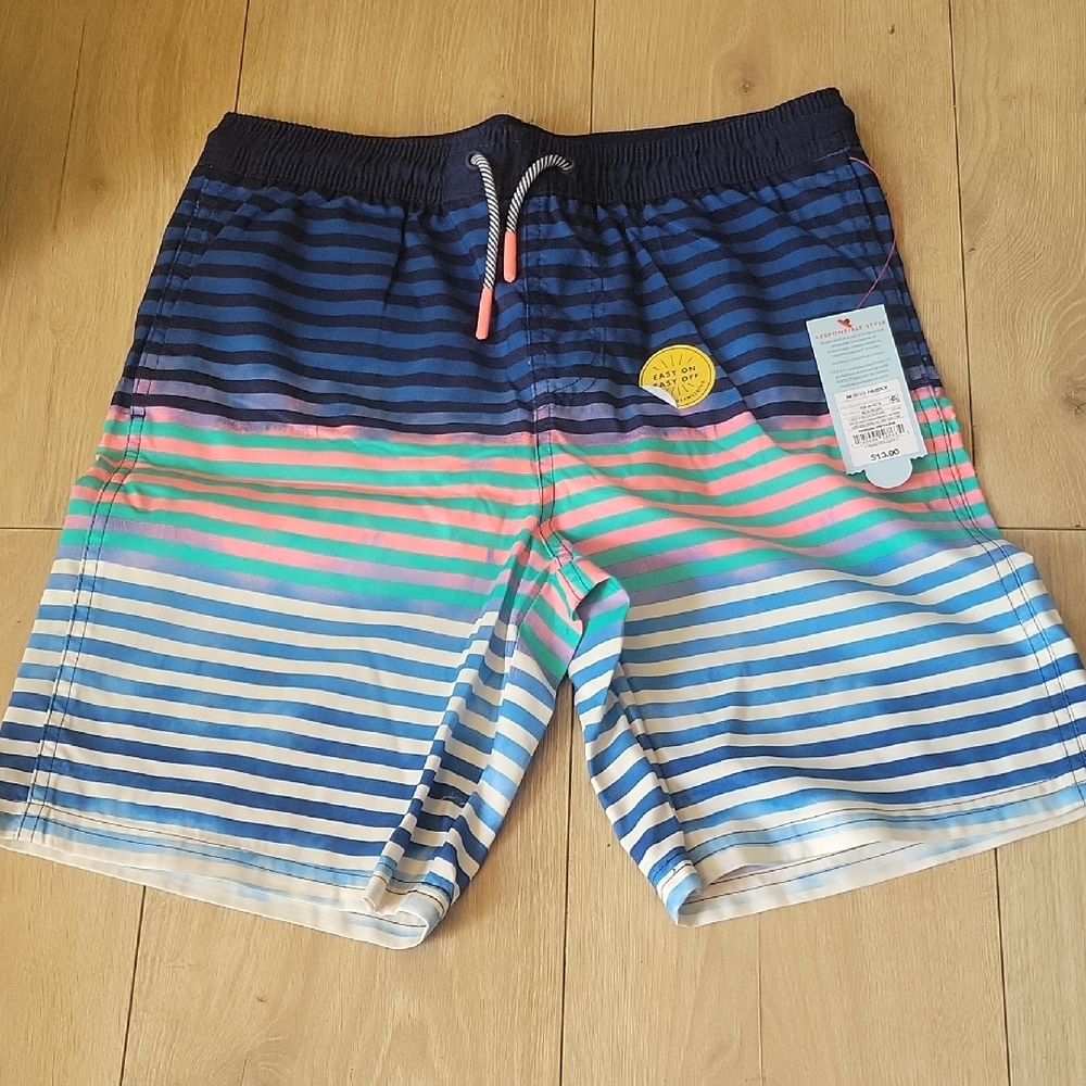 Cat & Jack Multicolor Striped Swim Trunks